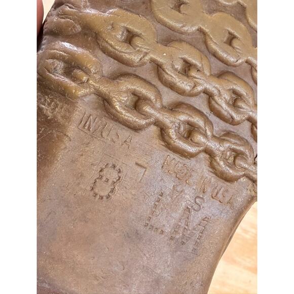 VTG LL Bean Maine Hunting Boots Leather Thinsulate Sz 7 Tan Gray Preppy Country - Picture 11 of 12